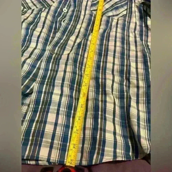 Wrangler outdoor shirt blue  and white size large with cooling sleeves - Picture 4 of 4